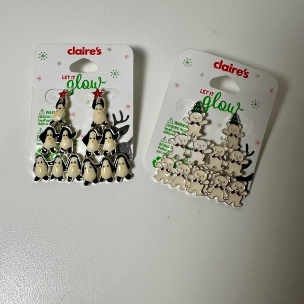 New Claire's Christmas earrings